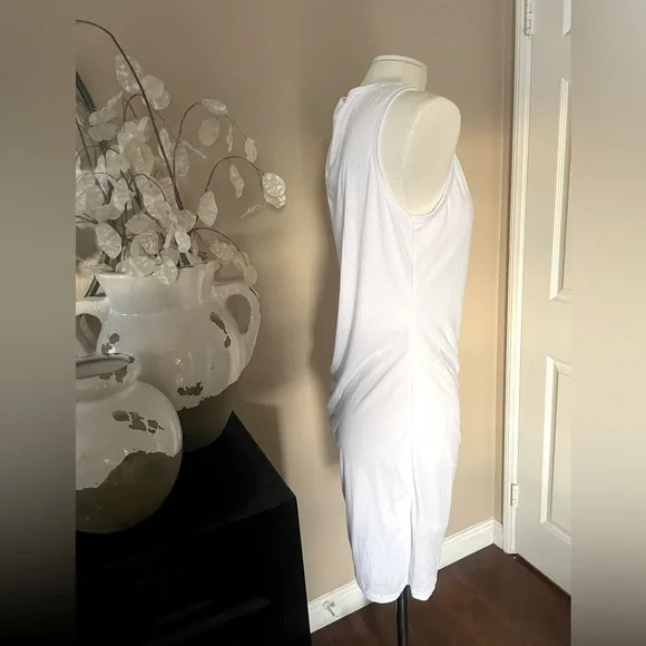 NWT Sleeveless white cotton casual ruched dress - Picture 4 of 5